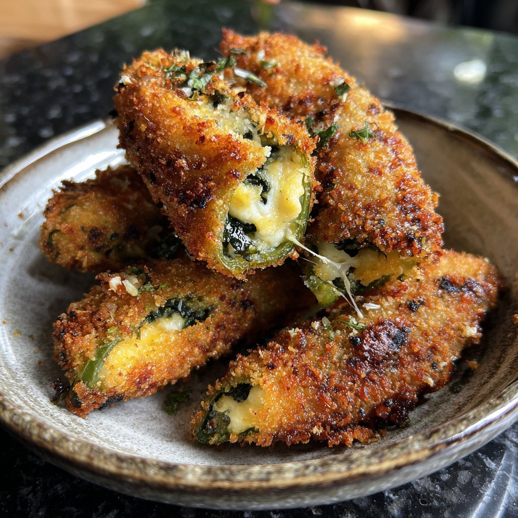 Jalapeno Poppers with Spinach Feta Filling