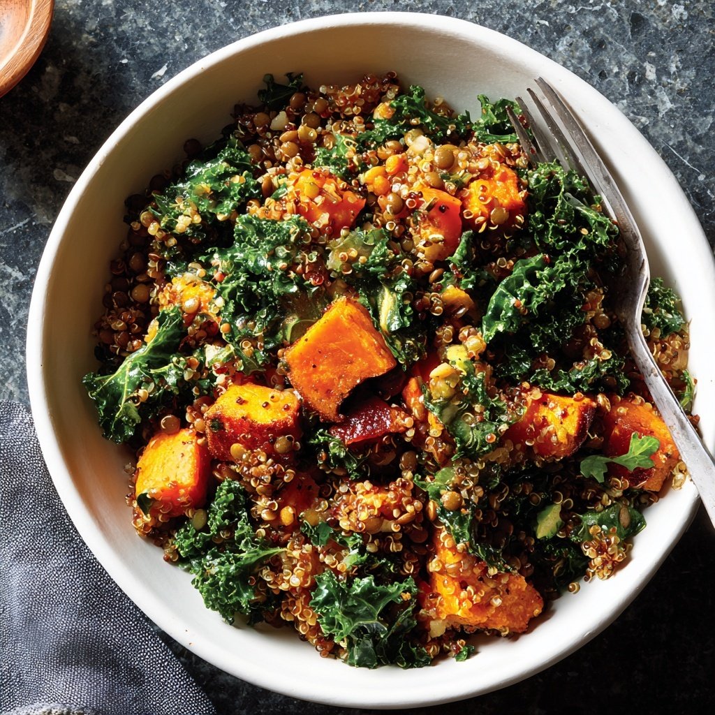 Roasted Veggie Lentil Grain Bowl