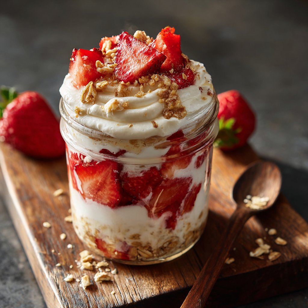 Overnight Oats With Strawberries And Cream