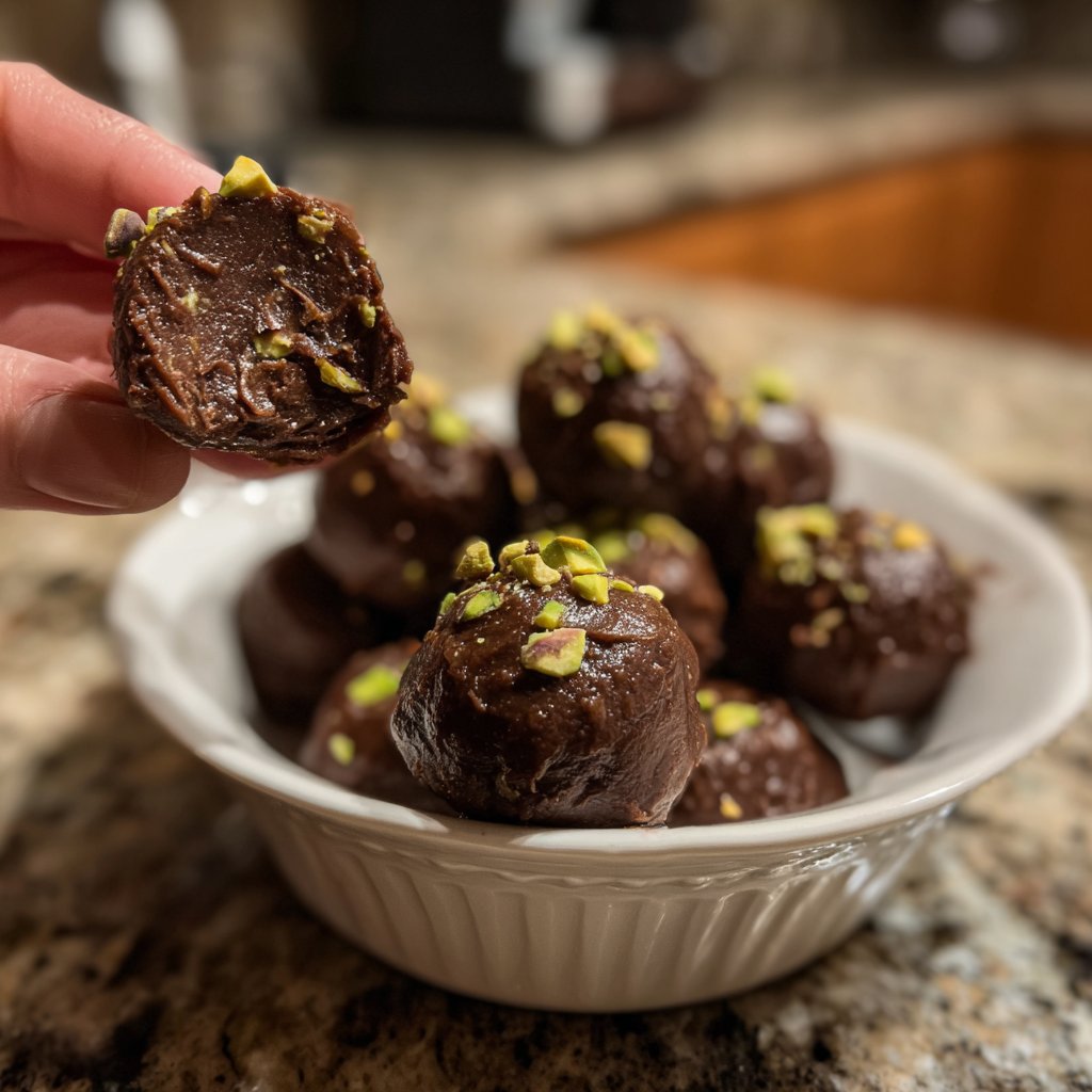 Chocolate Pistachio Fudge Bites